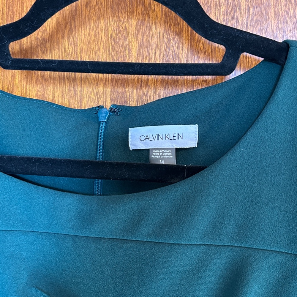 Green Calvin Klein Sunburst Dress - Plus Business Formal - Picture 3 of 7